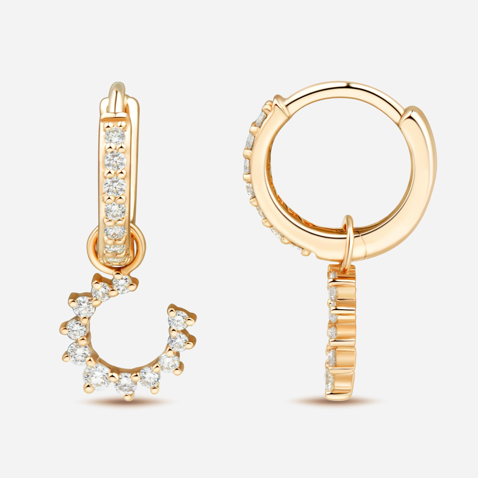 Confidence Hoop Earrings in 9k Yellow Gold with White Diamonds
