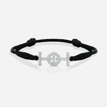 Challenge Black Silk Cord Bracelet in 9k White Gold with Diamonds
