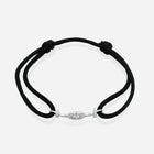 Challenge Black Silk Cord Bracelet in 9k White Gold with Diamonds