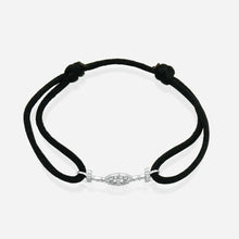 Challenge Black Silk Cord Bracelet in 9k White Gold with Diamonds