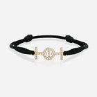 Challenge Black Silk Cord Bracelet in 9k Yellow Gold with Diamonds
