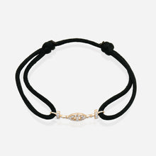 Challenge Black Silk Cord Bracelet in 9k Yellow Gold with Diamonds