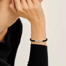 Challenge Black Silk Cord Bracelet in 9k Yellow Gold with Diamonds