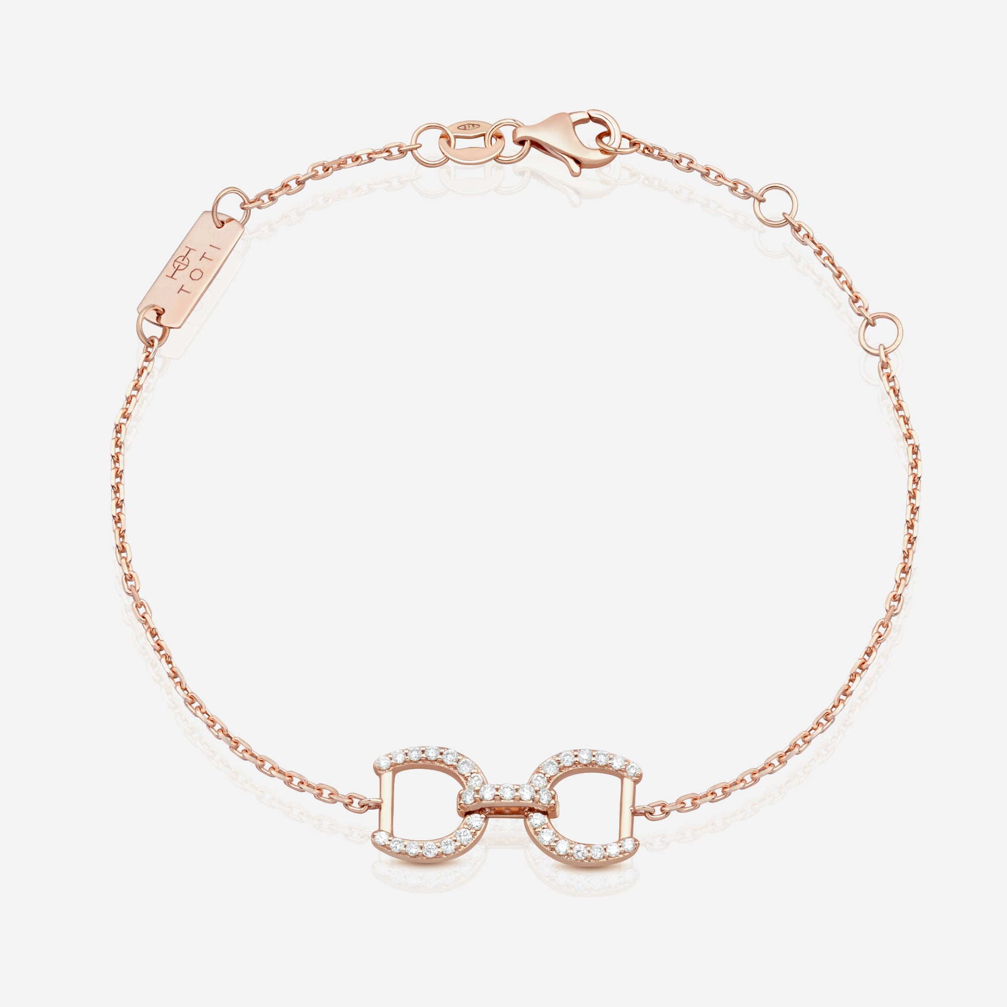 Connection Bracelet in 9k Pink Gold with White Diamonds