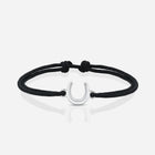 Destiny Confidence Black Cord Bracelet in Polished Silver