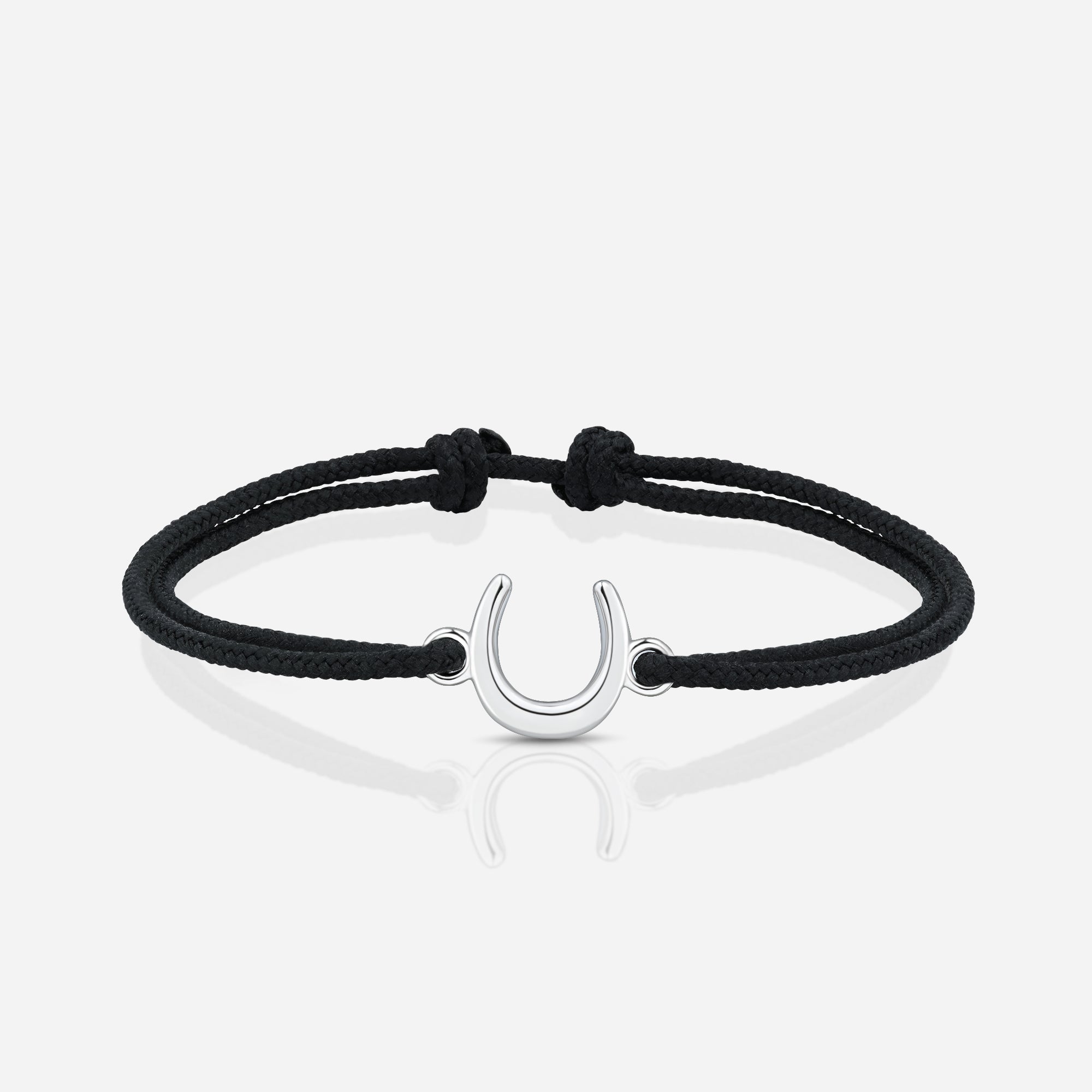 Destiny Confidence Black Cord Bracelet in Polished Silver