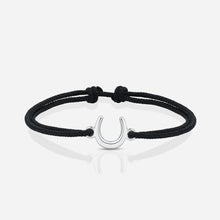 Destiny Confidence Black Cord Bracelet in Polished Silver