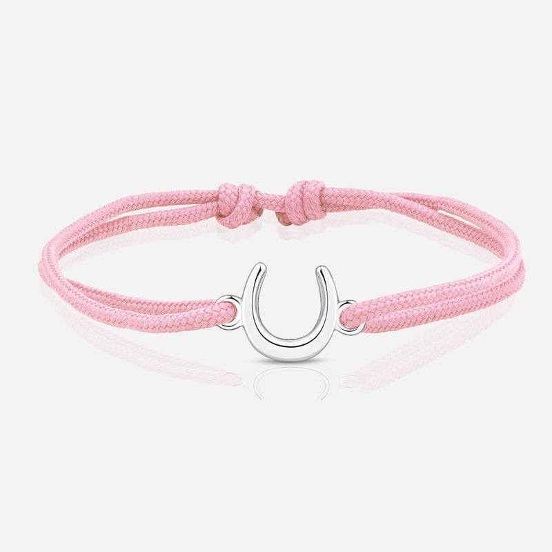 Destiny Confidence Pink Cord Bracelet in Polished Silver