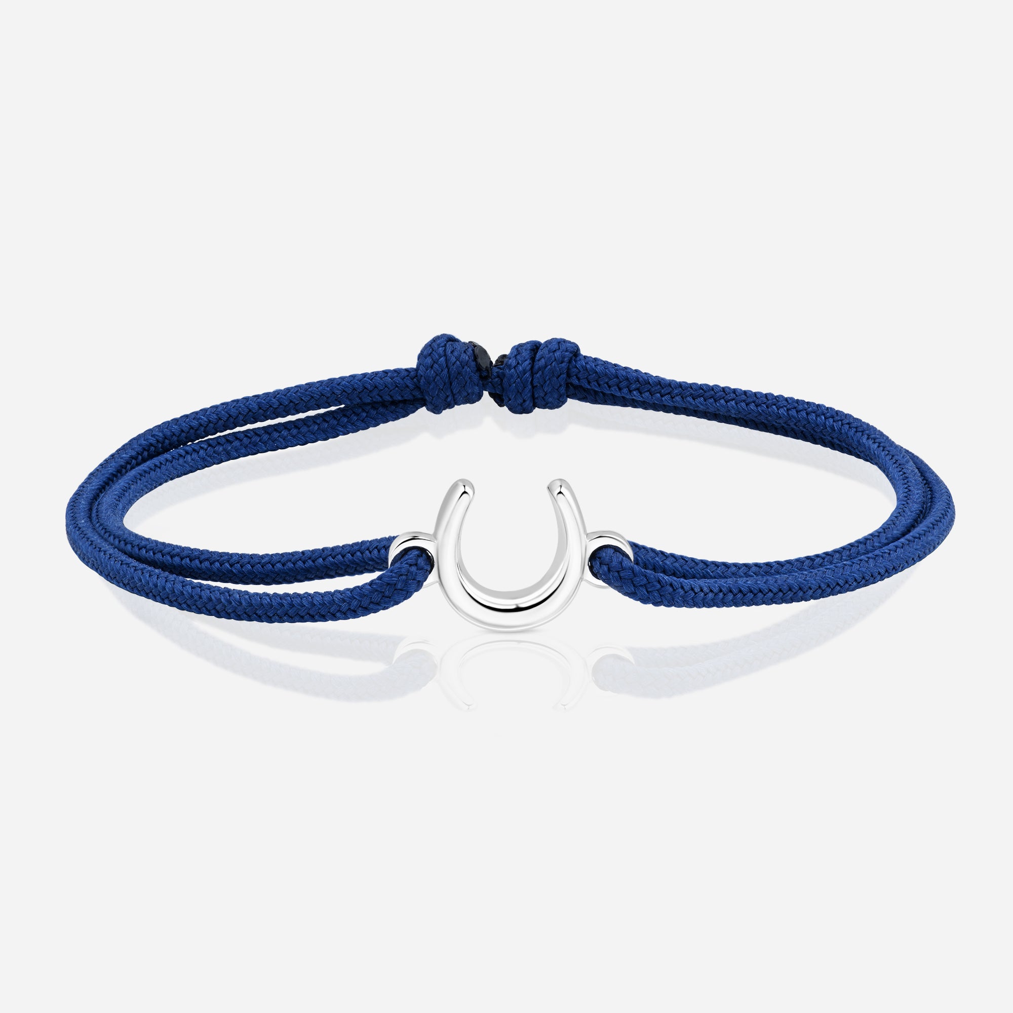 Destiny Confidence Navy Cord Bracelet in Polished Silver