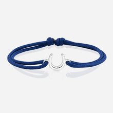 Destiny Confidence Navy Cord Bracelet in Polished Silver