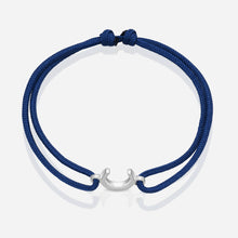 Destiny Confidence Navy Cord Bracelet in Polished Silver