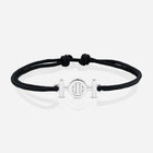 Destiny Challenge Black Cord Bracelet in Polished Silver