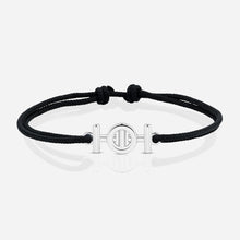 Destiny Challenge Black Cord Bracelet in Polished Silver