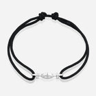 Destiny Challenge Black Cord Bracelet in Polished Silver