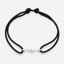 Destiny Challenge Black Cord Bracelet in Polished Silver