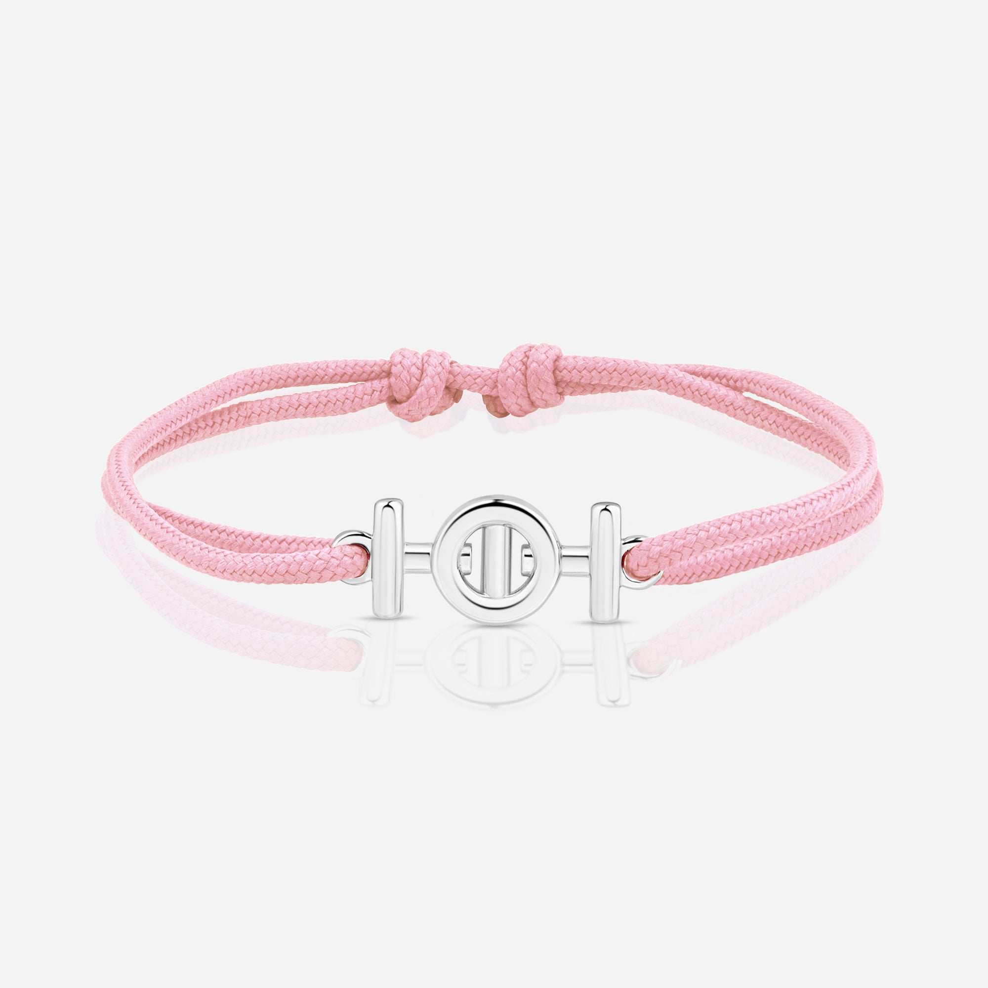 Destiny Challenge Pink Cord Bracelet in Polished Silver
