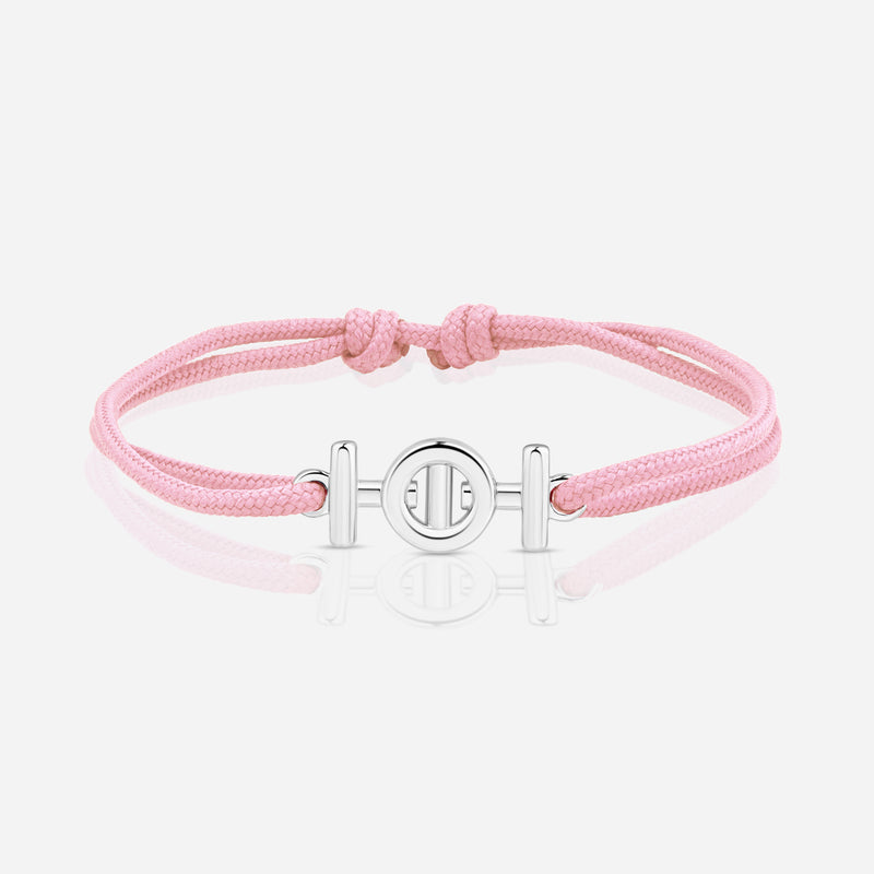 Destiny Challenge Pink Cord Bracelet in Polished Silver