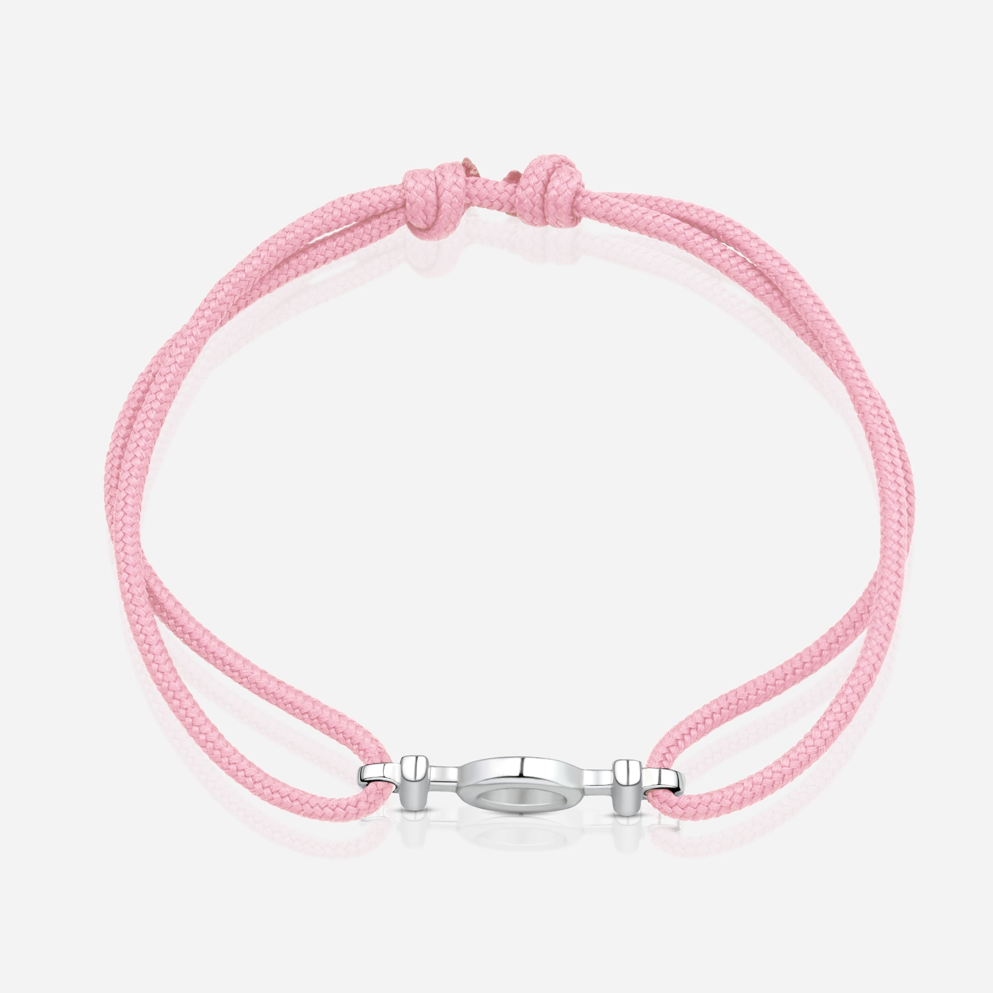 Destiny Challenge Pink Cord Bracelet in Polished Silver