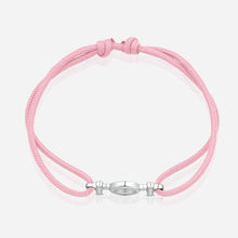 Destiny Challenge Pink Cord Bracelet in Polished Silver
