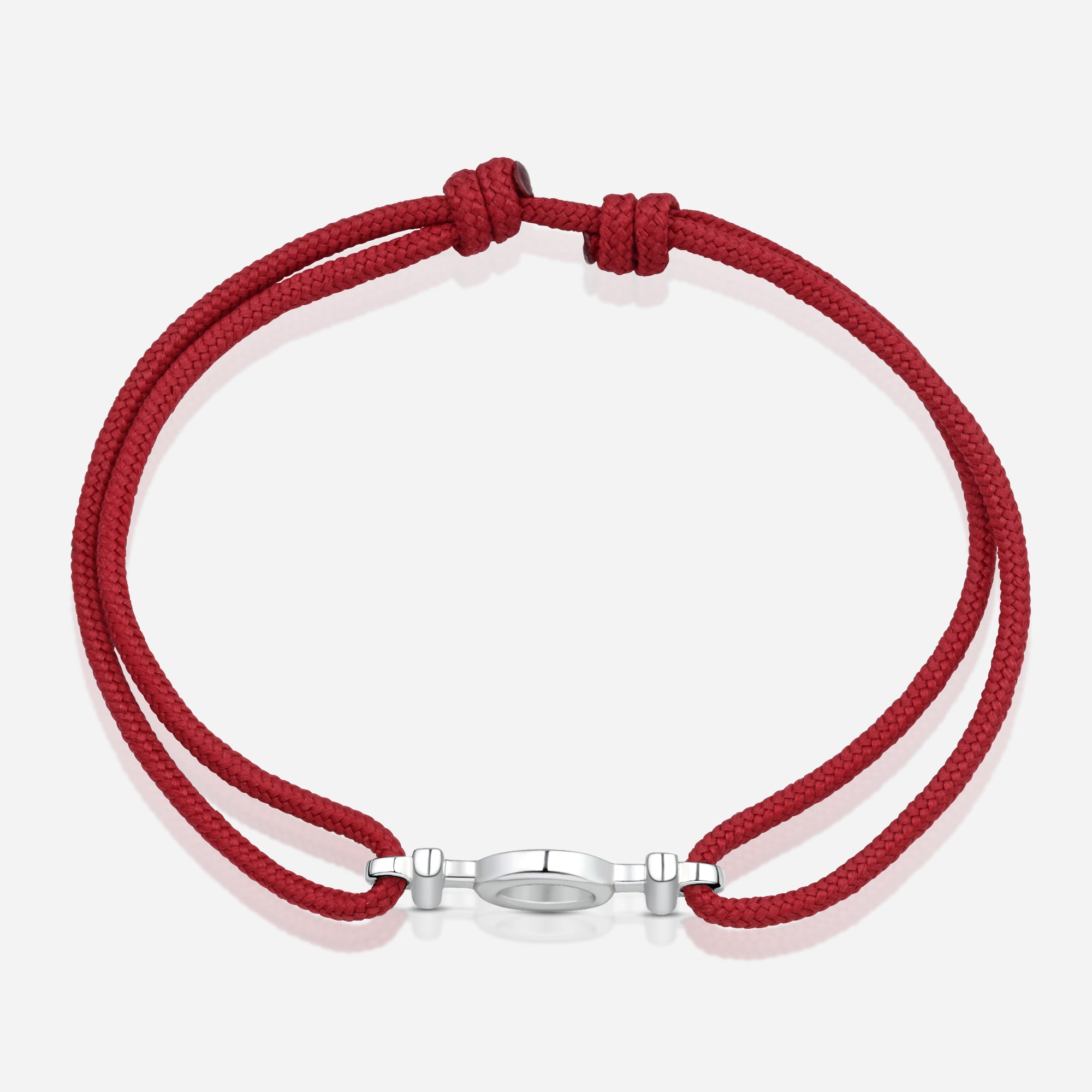Destiny Challenge Bordeaux Cord Bracelet in Polished Silver