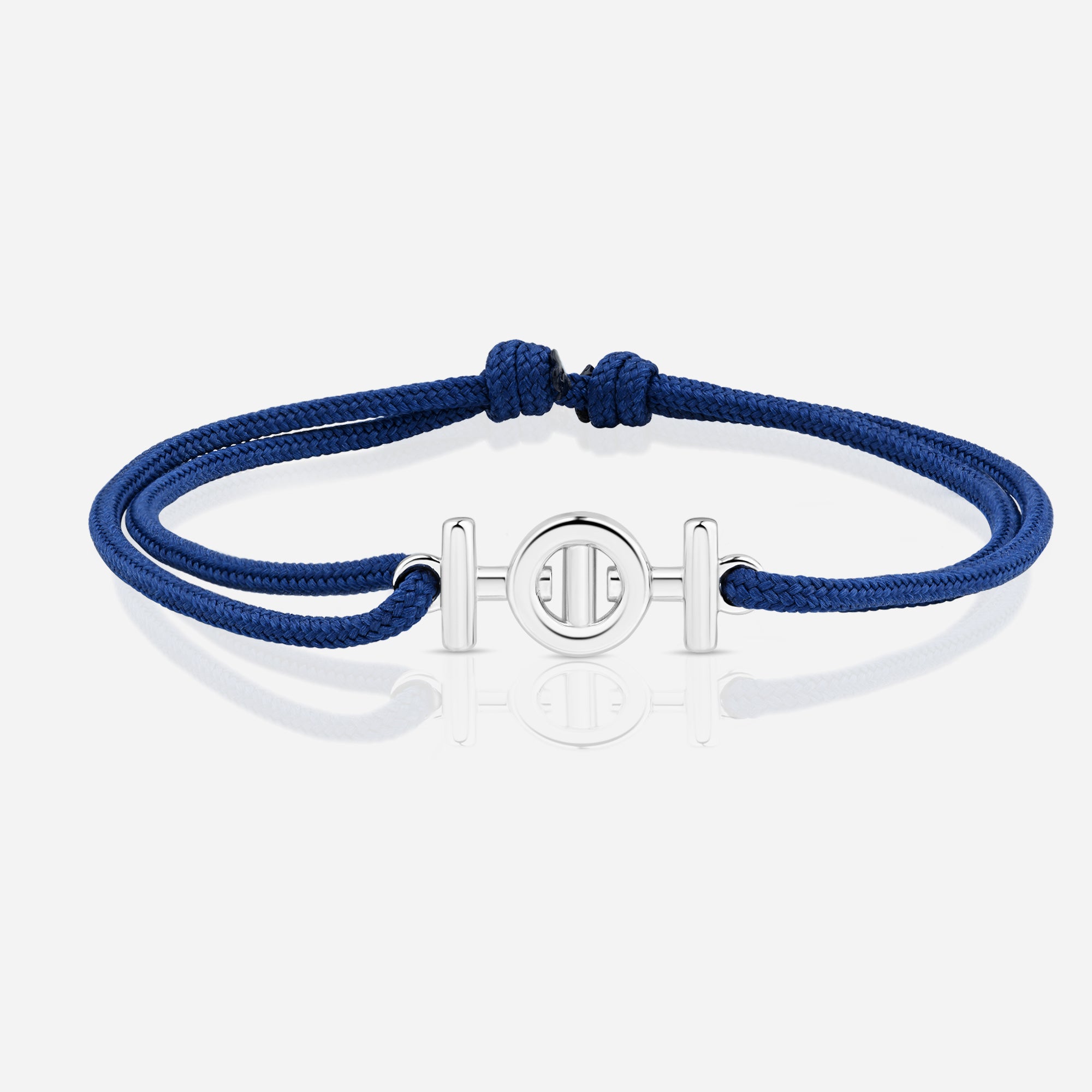Destiny Challenge Navy Cord Bracelet in Polished Silver