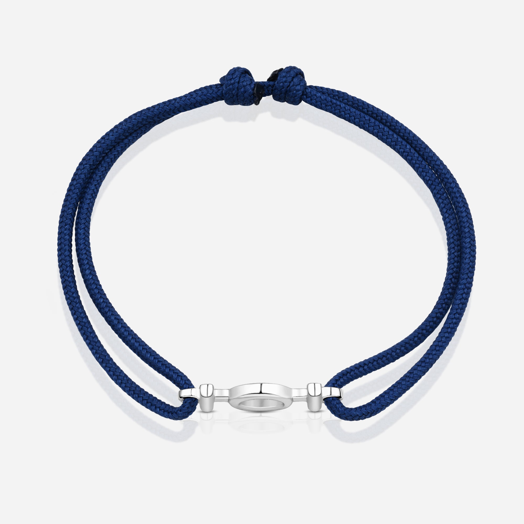 Destiny Challenge Navy Cord Bracelet in Polished Silver