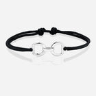 Destiny Connection Black Cord Bracelet in Polished Silver