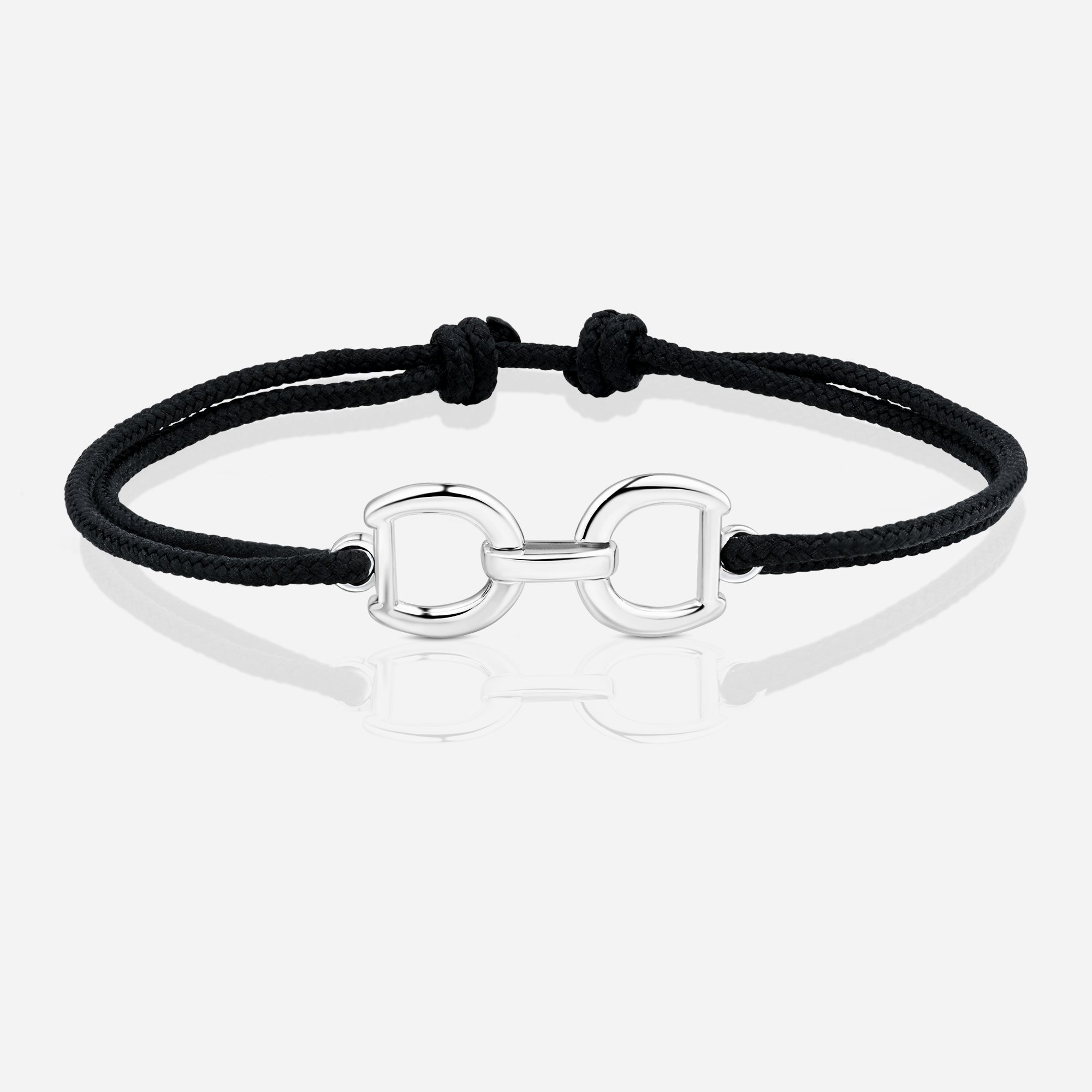 Destiny Connection Black Cord Bracelet in Polished Silver