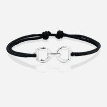 Destiny Connection Black Cord Bracelet in Polished Silver