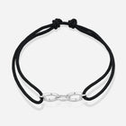 Destiny Connection Black Cord Bracelet in Polished Silver