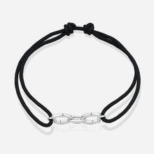 Destiny Connection Black Cord Bracelet in Polished Silver