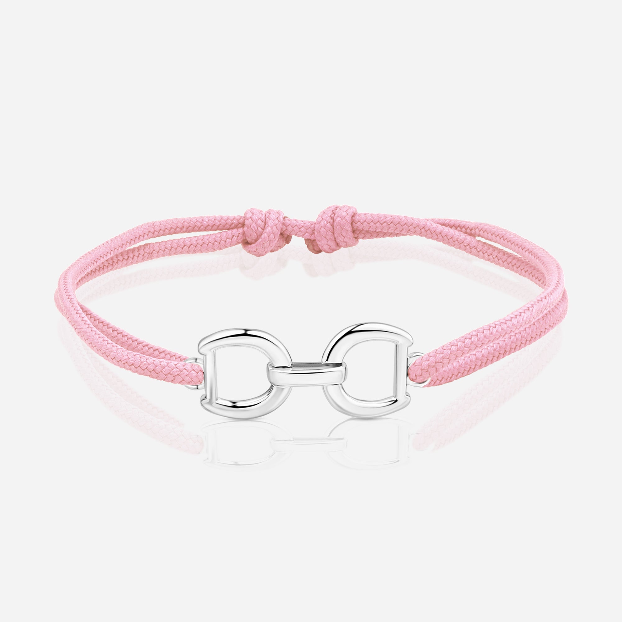Destiny Connection Pink Cord Bracelet in Polished Silver