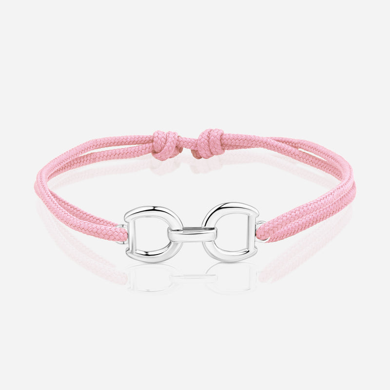 Destiny Connection Pink Cord Bracelet in Polished Silver