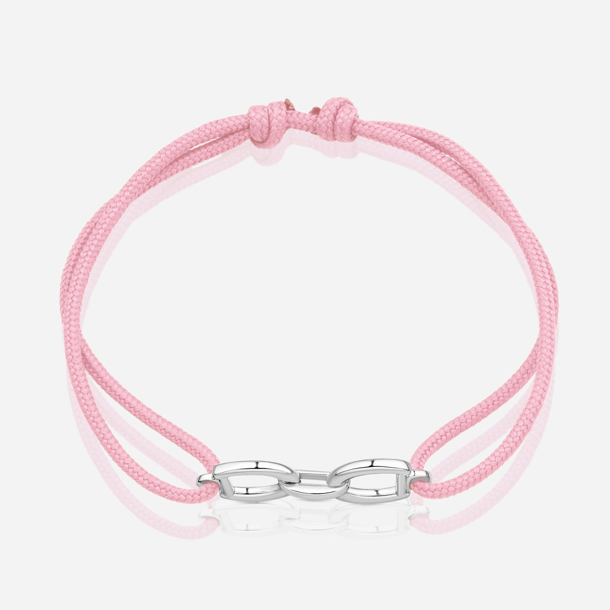 Destiny Connection Pink Cord Bracelet in Polished Silver