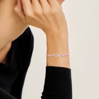 Destiny Connection Pink Cord Bracelet in Polished Silver