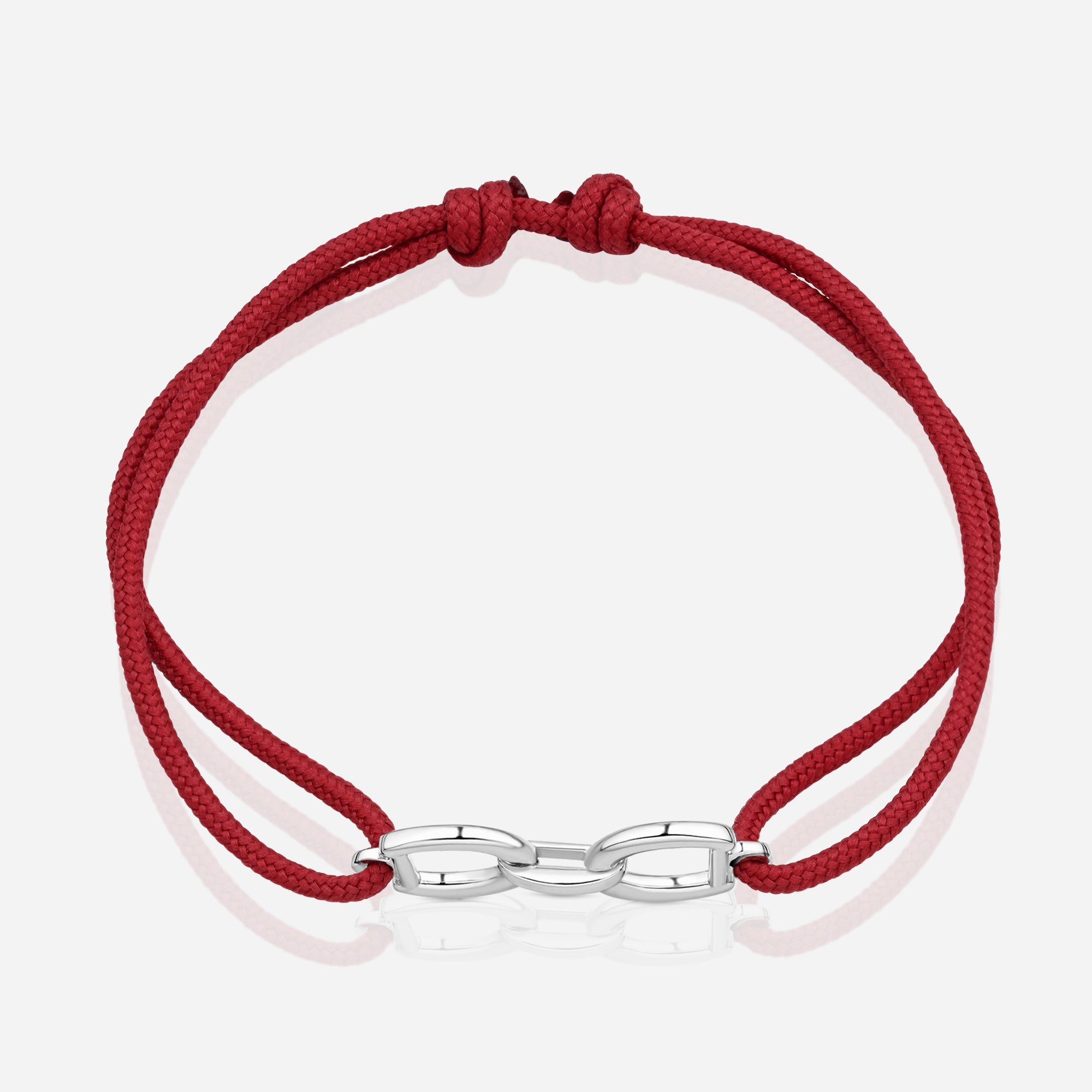 Destiny Connection Bordeaux Cord Bracelet in Polished Silver