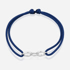 Destiny Connection Navy Cord Bracelet in Polished Silver