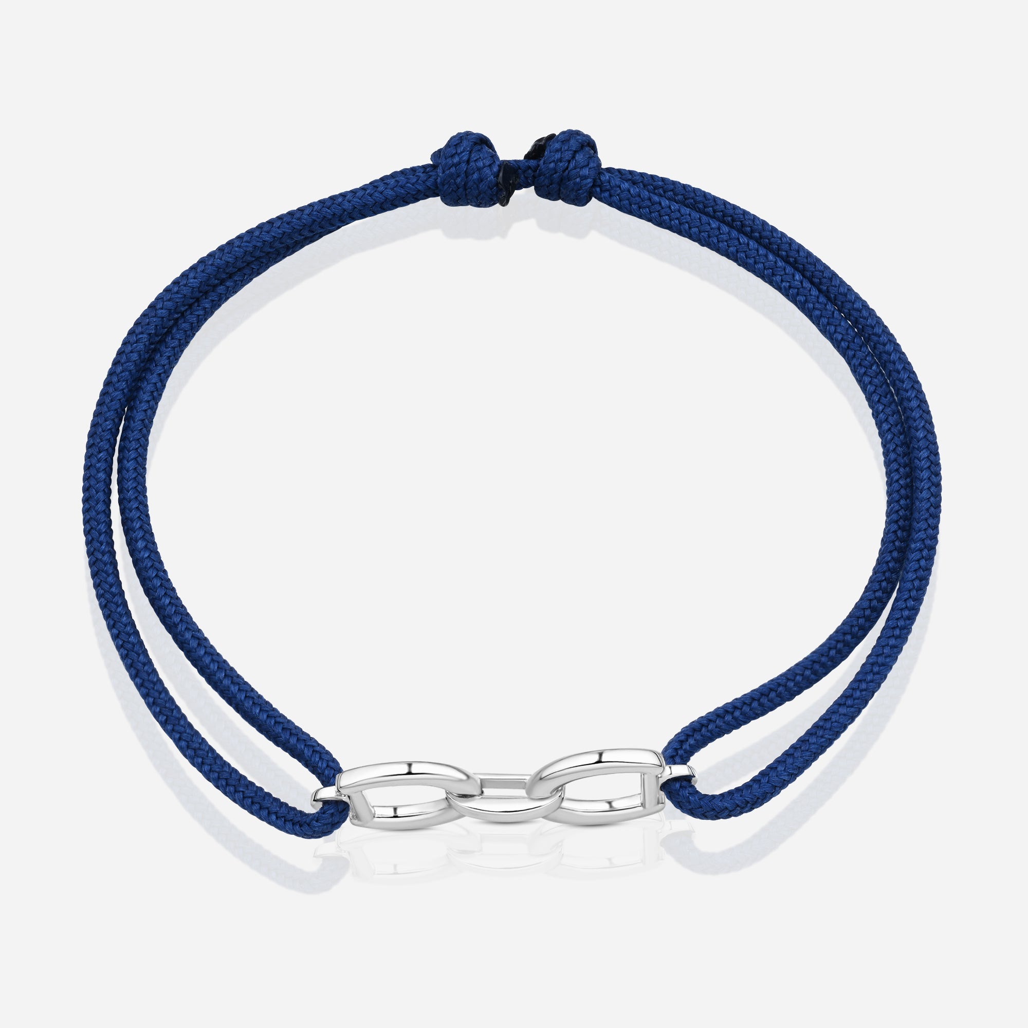 Destiny Connection Navy Cord Bracelet in Polished Silver