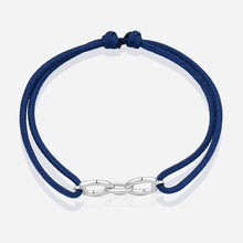 Destiny Connection Navy Cord Bracelet in Polished Silver