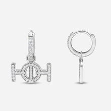 Challenge Hoop Earrings in 9k White Gold with White Diamonds