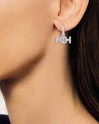Challenge Hoop Earrings in 9k White Gold with White Diamonds