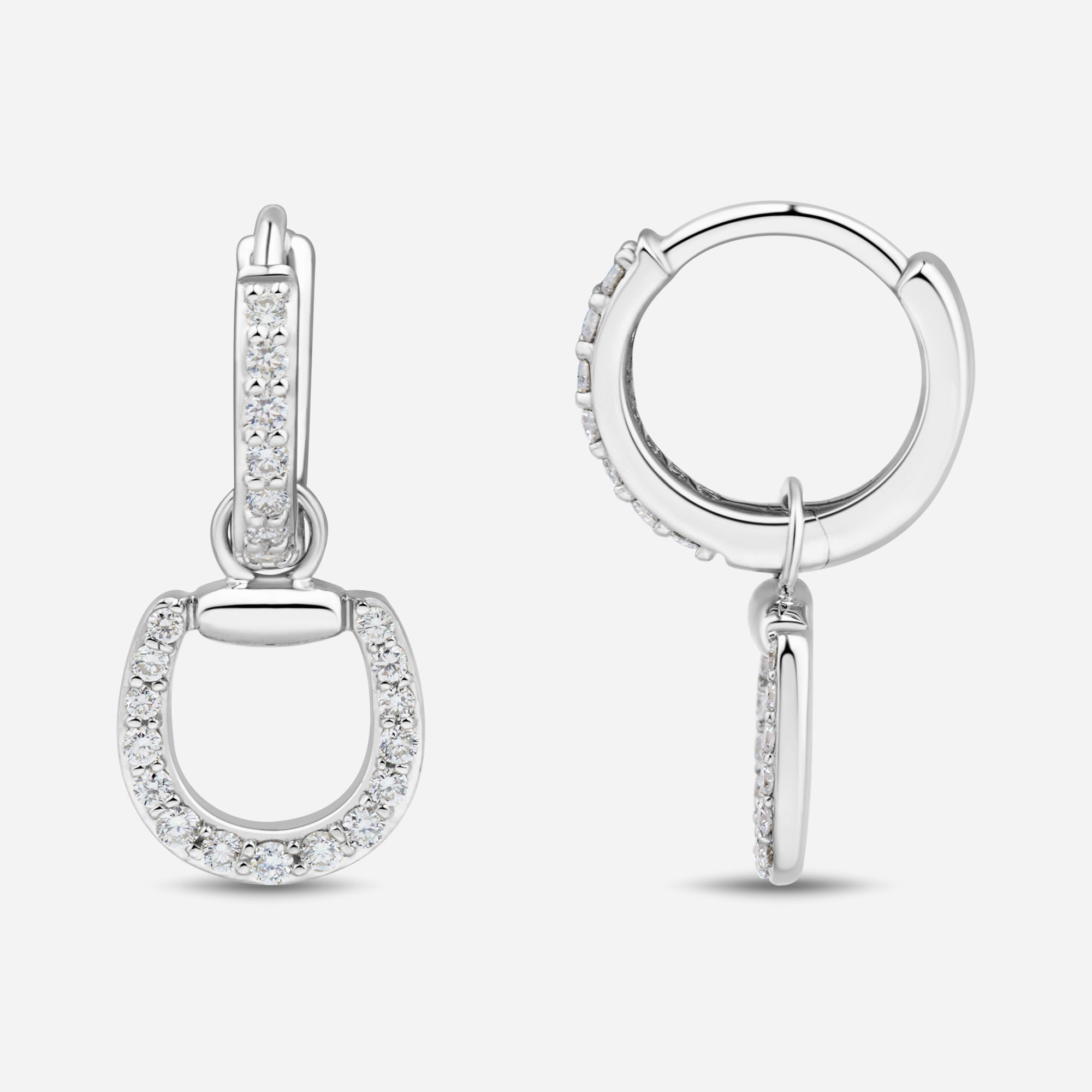 Connection Hoop Earrings in 9k White Gold with White Diamonds