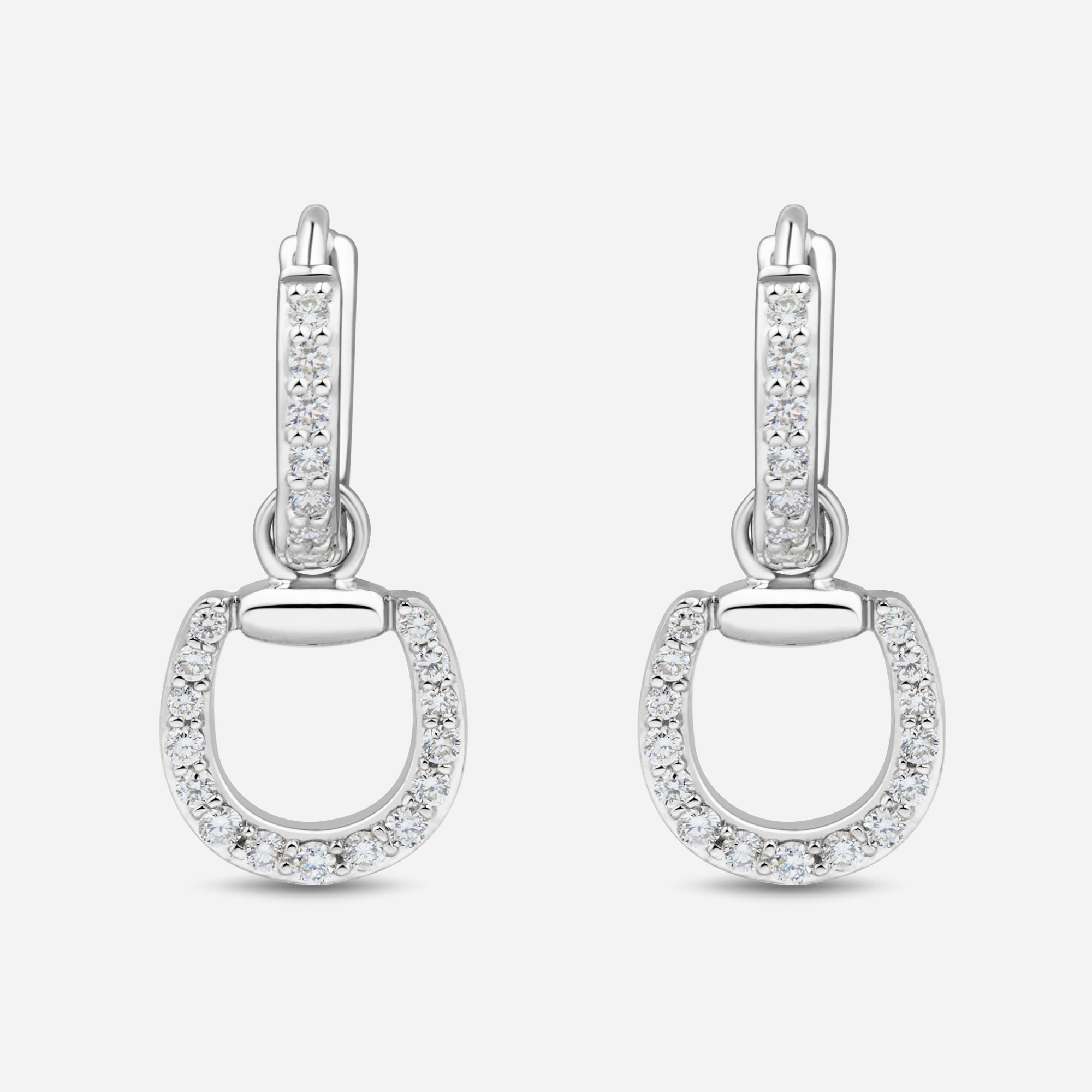 Connection Hoop Earrings in 9k White Gold with White Diamonds
