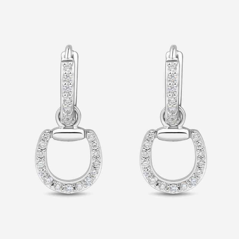 Connection Hoop Earrings in 9k White Gold with White Diamonds