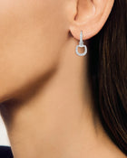 Connection Hoop Earrings in 9k White Gold with White Diamonds