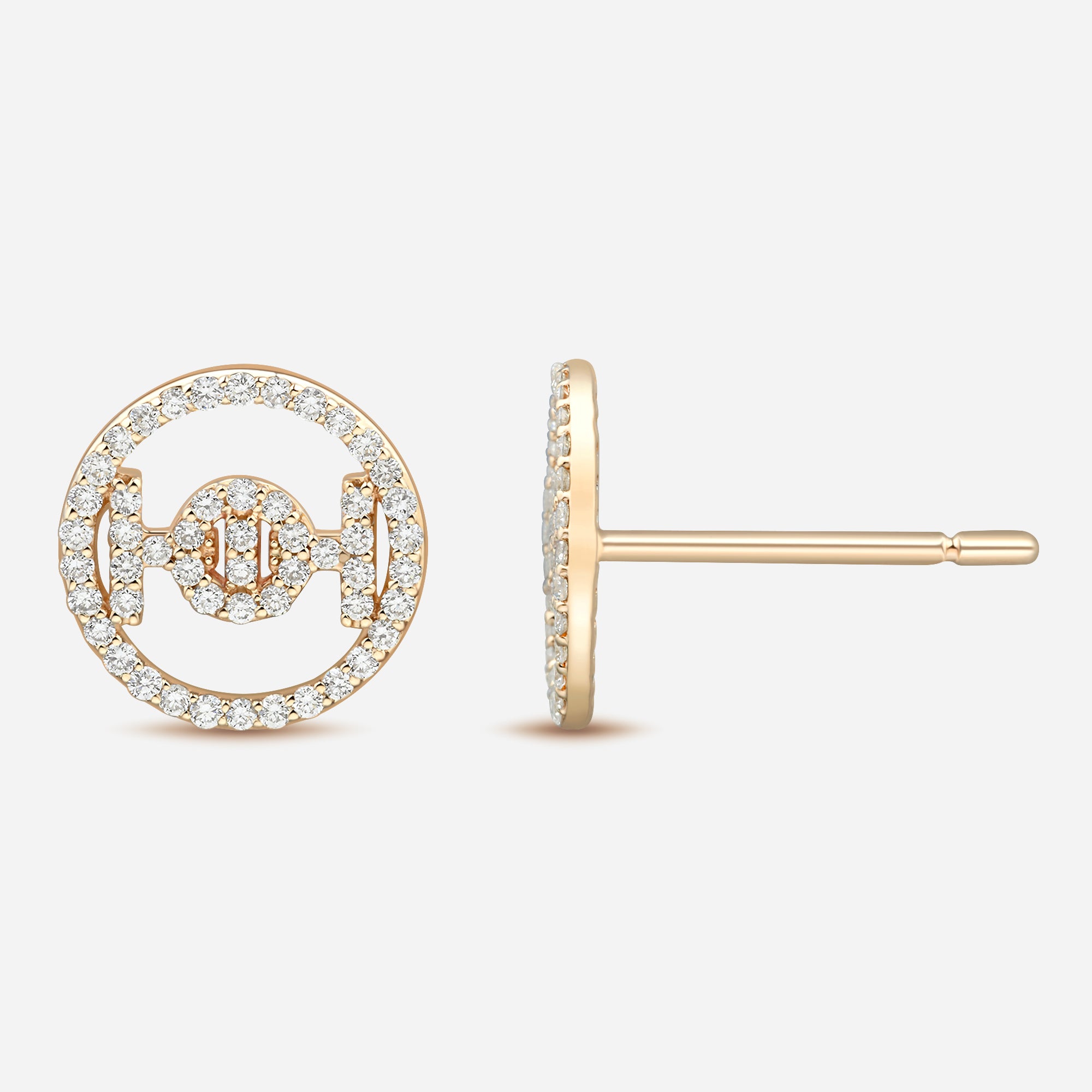 Challenge Studs in 9k Yellow Gold with White Diamonds