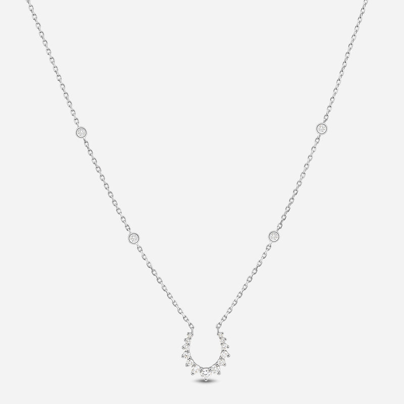 Double Confidence Necklace in 18k White Gold with White Diamonds