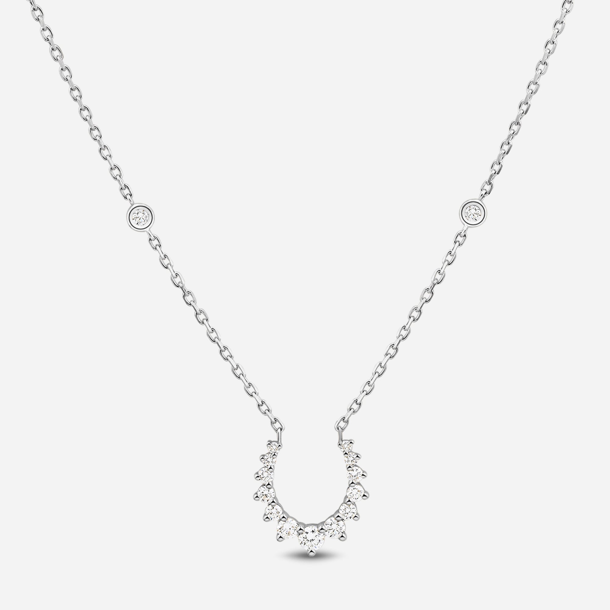 Double Confidence Necklace in 18k White Gold with White Diamonds