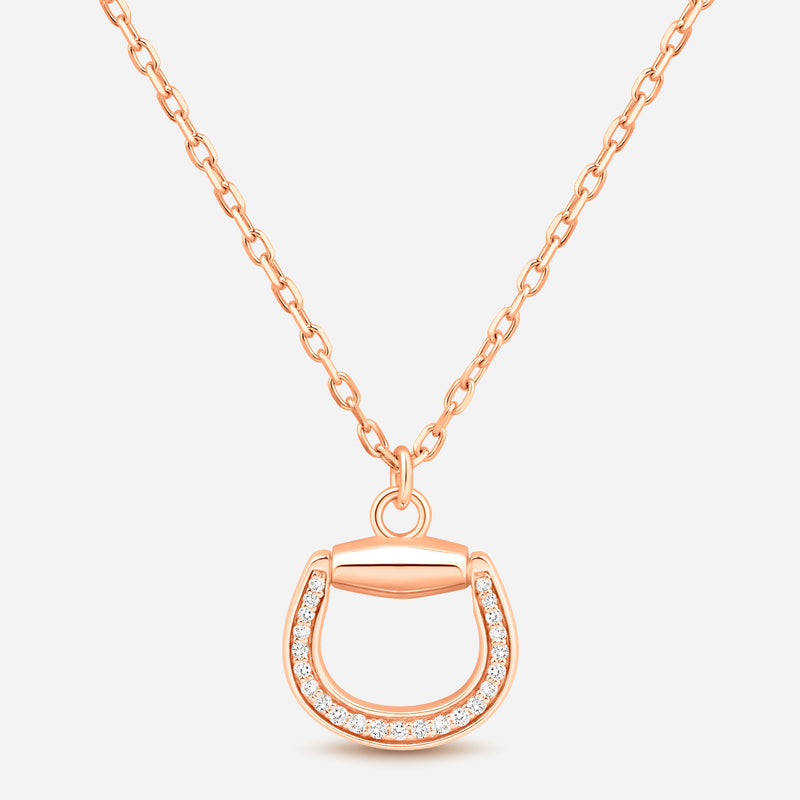 Connection Necklace in 18k Pink Gold with White Diamonds