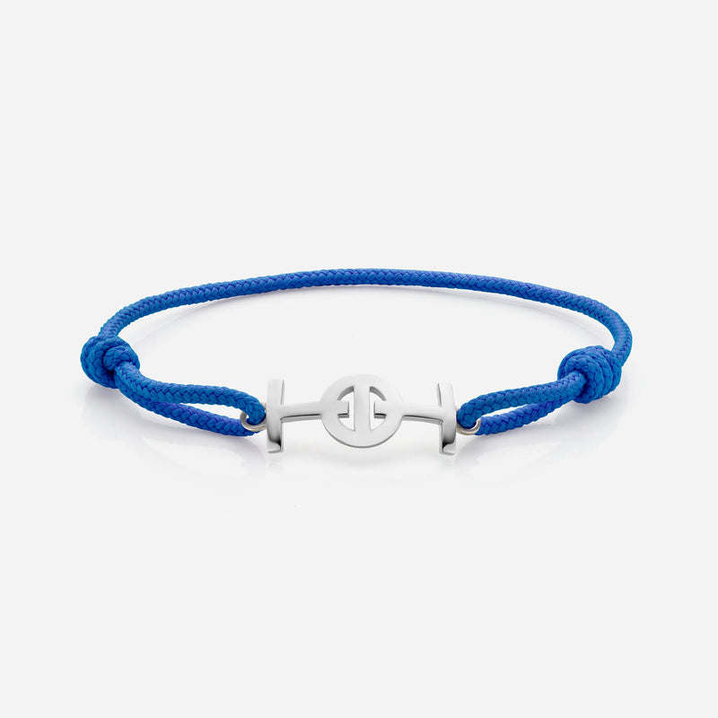 Challenge Electric Blue Cord Bracelet in Silver